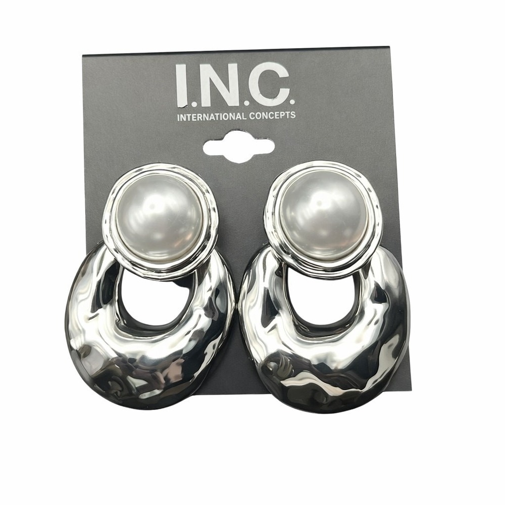 INC Gold Dangle Earrings Lot 2 Pearl Drop Womens NWT - Picture 3 of 6